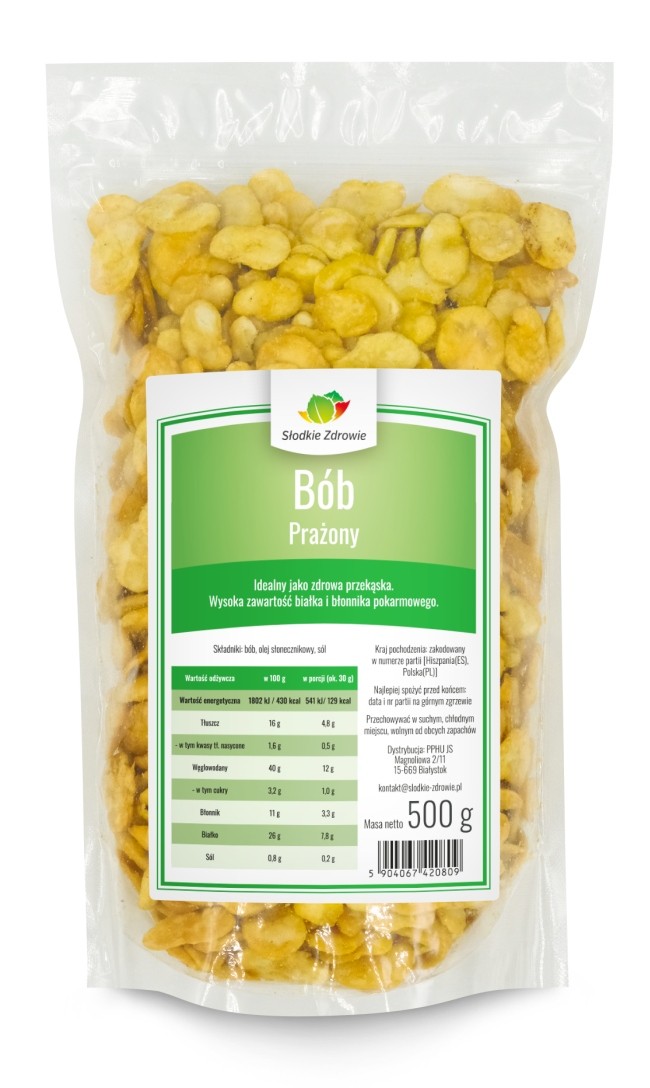 Bób prażony - solony przekąska - 500g